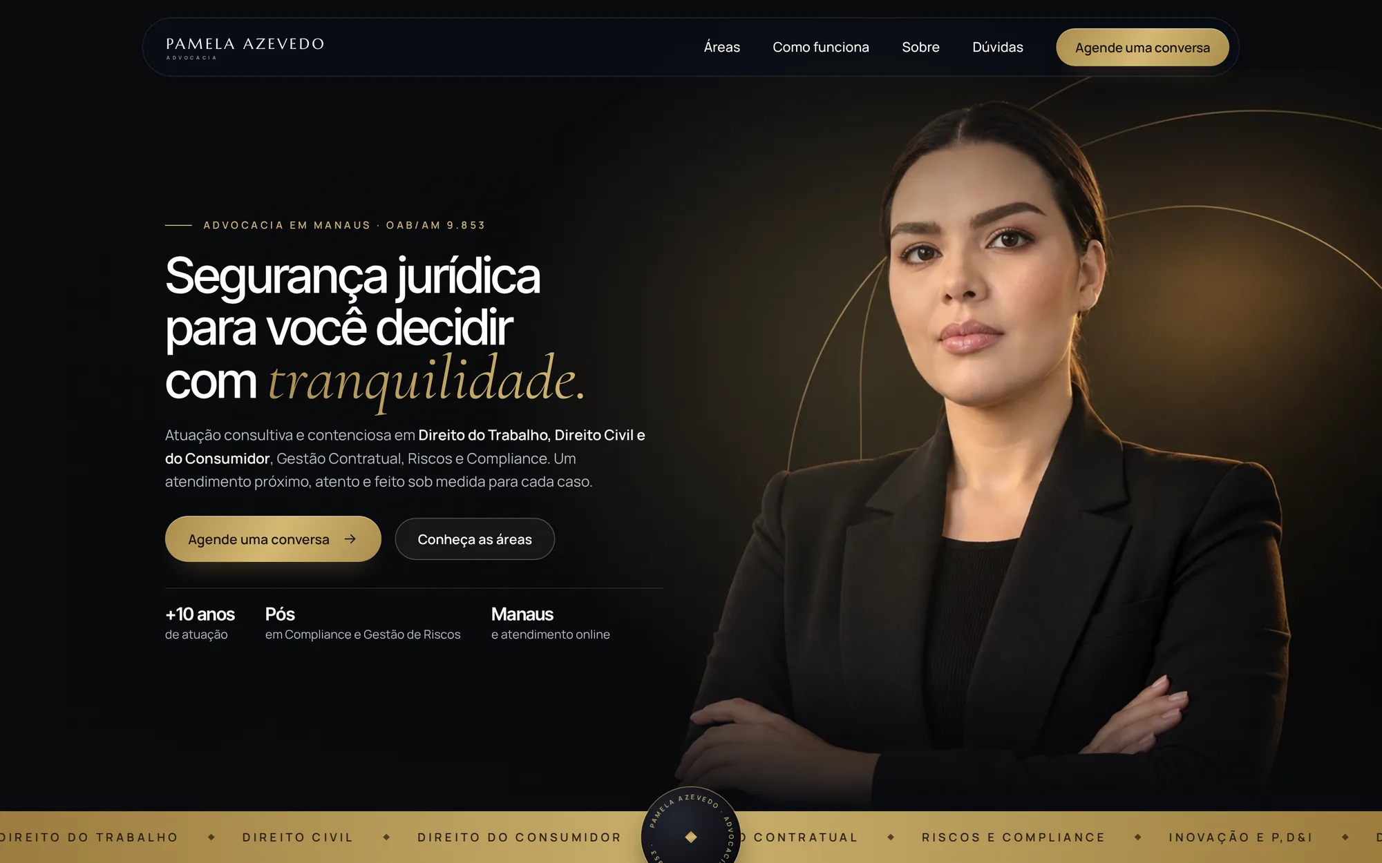Landing page Pamela Azevedo Advocacia no computador